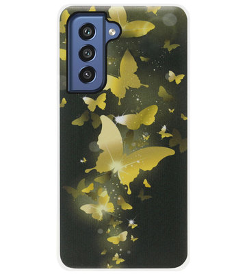 ADEL Siliconen Back Cover Softcase Hoesje voor Samsung Galaxy S21 FE - Vlinder Goud