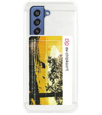 ADEL Siliconen Back Cover Softcase Hoesje voor Samsung Galaxy S21 FE - Pasjeshouder Doorzichtig