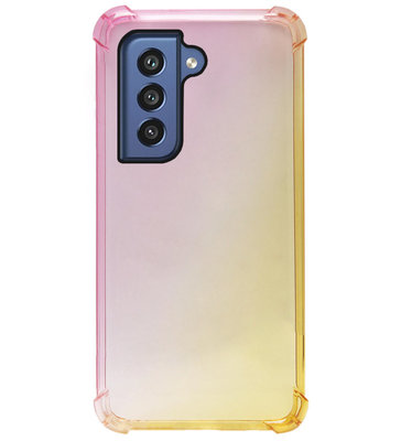 ADEL Siliconen Back Cover Softcase Hoesje voor Samsung Galaxy S21 FE - Kleurovergang Roze Geel