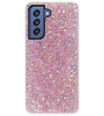 ADEL Premium Siliconen Back Cover Softcase Hoesje voor Samsung Galaxy S21 FE - Bling Bling Roze