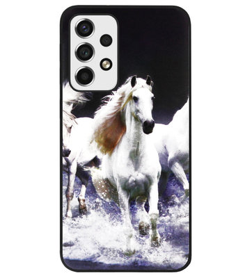 ADEL Siliconen Back Cover Softcase Hoesje voor Samsung Galaxy A53 - Paarden Wit