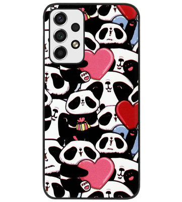 ADEL Siliconen Back Cover Softcase Hoesje voor Samsung Galaxy A73 - Panda Hartjes