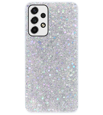 ADEL Premium Siliconen Back Cover Softcase Hoesje voor Samsung Galaxy A73 - Bling Bling Glitter Zilver