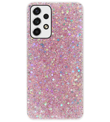 ADEL Premium Siliconen Back Cover Softcase Hoesje voor Samsung Galaxy A73 - Bling Bling Roze