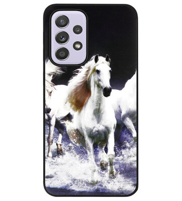 ADEL Siliconen Back Cover Softcase Hoesje voor Samsung Galaxy A33 - Paarden Wit