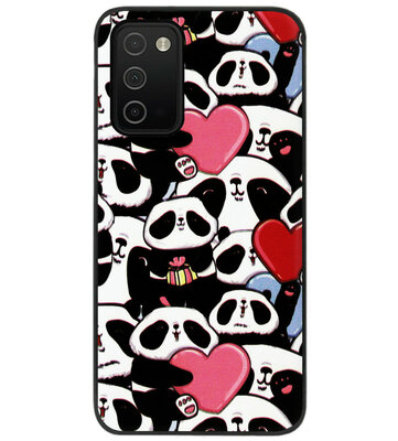 ADEL Siliconen Back Cover Softcase Hoesje voor Samsung Galaxy A03s - Panda Hartjes