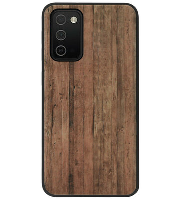 ADEL Siliconen Back Cover Softcase Hoesje voor Samsung Galaxy A03s - Hout Design Bruin