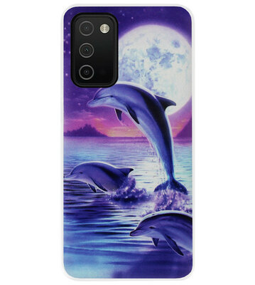 ADEL Kunststof Back Cover Hardcase Hoesje voor Samsung Galaxy A03s - Dolfijn Blauw