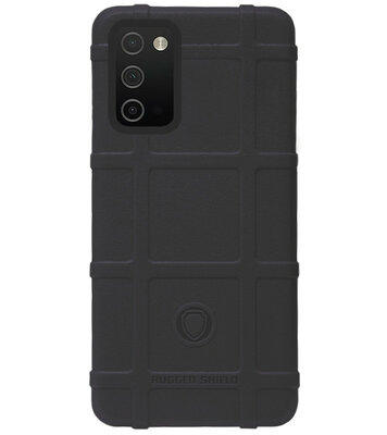 RUGGED SHIELD Rubber Bumper Case Hoesje voor Samsung Galaxy A03s - Zwart