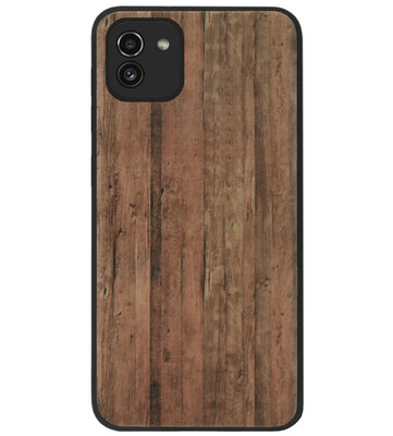 ADEL Siliconen Back Cover Softcase Hoesje voor Samsung Galaxy A03 - Hout Design Bruin