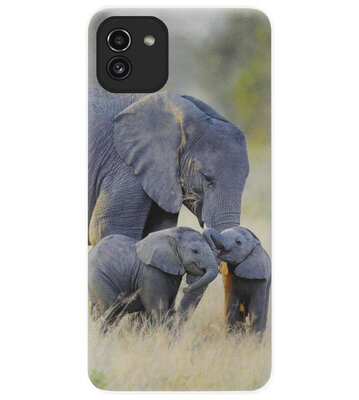ADEL Siliconen Back Cover Softcase Hoesje voor Samsung Galaxy A03 - Olifant Familie