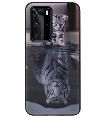 ADEL Siliconen Back Cover Softcase Hoesje voor Huawei P40 - Poezen Schaduw Tijger