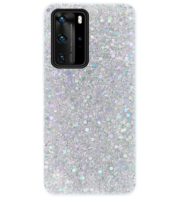 ADEL Premium Siliconen Back Cover Softcase Hoesje voor Huawei P40 - Bling Bling Glitter Zilver