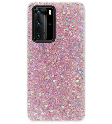 ADEL Premium Siliconen Back Cover Softcase Hoesje voor Huawei P40 - Bling Bling Roze