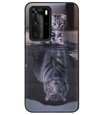 ADEL Siliconen Back Cover Softcase Hoesje voor Huawei P40 Pro - Poezen Schaduw Tijger