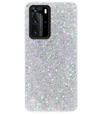 ADEL Premium Siliconen Back Cover Softcase Hoesje voor Huawei P40 Pro - Bling Bling Glitter Zilver