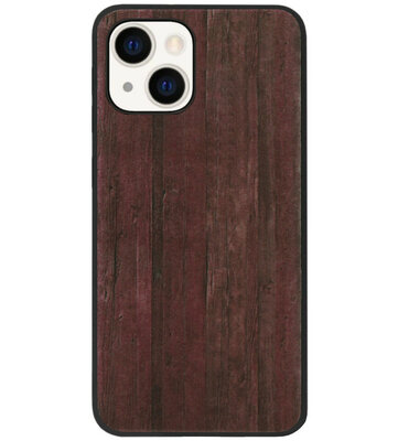 ADEL Siliconen Back Cover Softcase Hoesje voor iPhone 14 - Hout Design Bruin