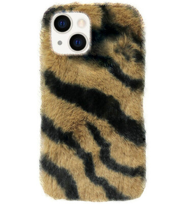 ADEL Siliconen Back Cover Softcase Hoesje voor iPhone 14 - Luipaard Fluffy Bruin