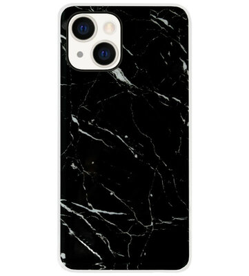 ADEL Siliconen Back Cover Softcase Hoesje voor iPhone 14 - Marmer Zwart