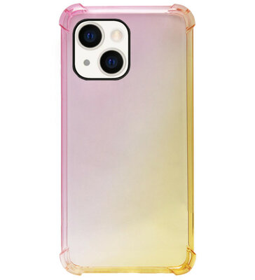 ADEL Siliconen Back Cover Softcase Hoesje voor iPhone 14 - Kleurovergang Roze Geel