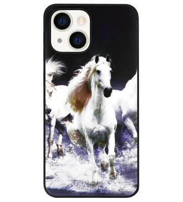 ADEL Siliconen Back Cover Softcase Hoesje voor iPhone 14 - Paarden