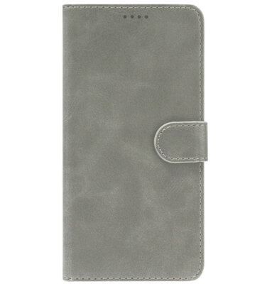 LC.IMEEKE Kunstleren Book Case Portemonnee Pasjes Hoesje voor iPhone 14 Plus - Grijs