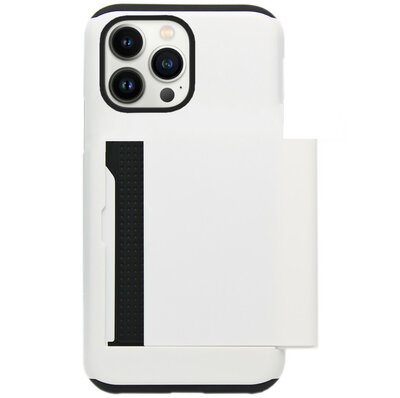 ADEL Kunststof Back Cover Hardcase Hoesje voor iPhone 14 Pro - Pasjeshouder Wit