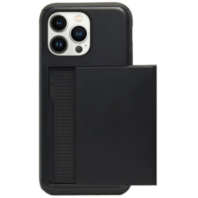 ADEL Kunststof Back Cover Hardcase Hoesje voor iPhone 14 Pro - Pasjeshouder Zwart