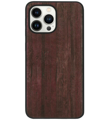 ADEL Siliconen Back Cover Softcase Hoesje voor iPhone 14 Pro - Hout Design Bruin
