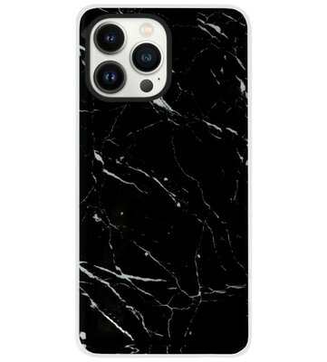 ADEL Siliconen Back Cover Softcase Hoesje voor iPhone 14 Pro - Marmer Zwart