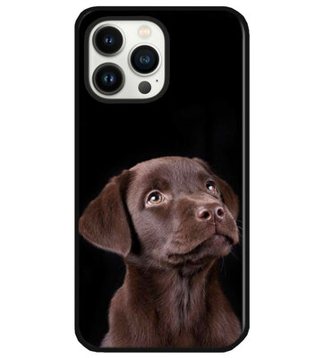 ADEL Siliconen Back Cover Softcase Hoesje voor iPhone 14 Pro - Labrador Retriever Hond Bruin