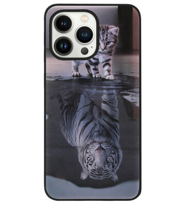 ADEL Siliconen Back Cover Softcase Hoesje voor iPhone 14 Pro - Poezen Schaduw Tijger