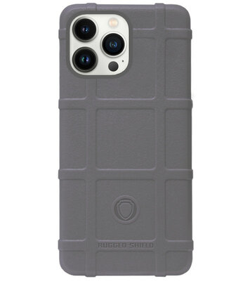 RUGGED SHIELD Rubber Bumper Case Hoesje voor iPhone 14 Pro - Grijs