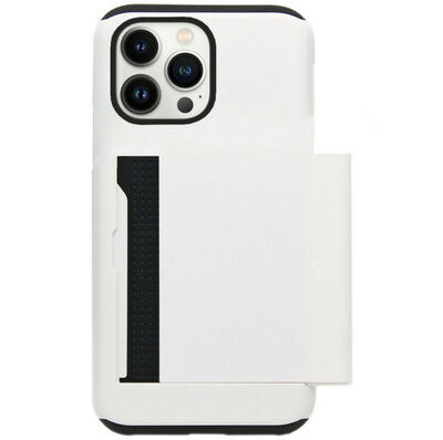 ADEL Kunststof Back Cover Hardcase Hoesje voor iPhone 14 Pro Max - Pasjeshouder Wit