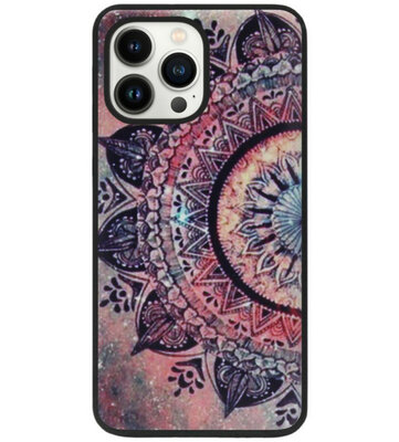 ADEL Siliconen Back Cover Softcase Hoesje voor iPhone 14 Pro Max - Mandala Bloemen Rood