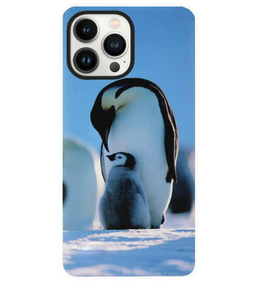 ADEL Siliconen Back Cover Softcase Hoesje voor iPhone 14 Pro Max - Pinguin Blauw