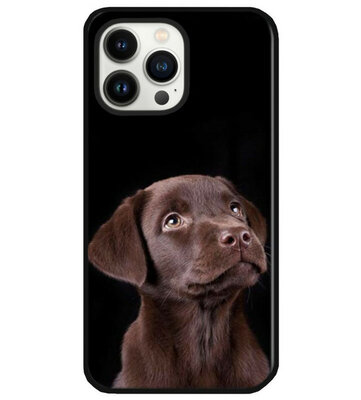 ADEL Siliconen Back Cover Softcase Hoesje voor iPhone 14 Pro Max - Labrador Retriever Hond Bruin