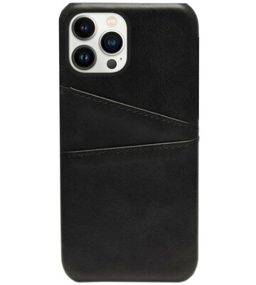 ADEL Kunstleren Back Cover Pasjes Hoesje voor iPhone 14 Pro Max - Zwart