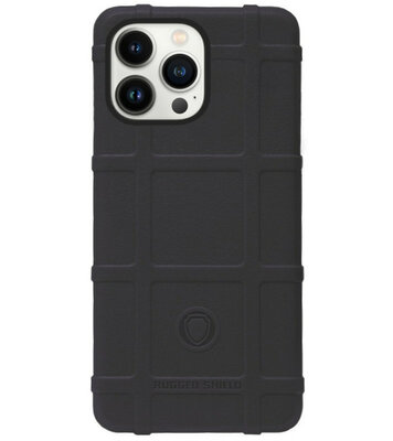 RUGGED SHIELD Rubber Bumper Case Hoesje voor iPhone 14 Pro Max - Zwart