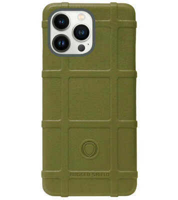 RUGGED SHIELD Rubber Bumper Case Hoesje voor iPhone 14 Pro Max - Groen