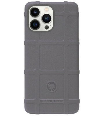 RUGGED SHIELD Rubber Bumper Case Hoesje voor iPhone 14 Pro Max - Grijs