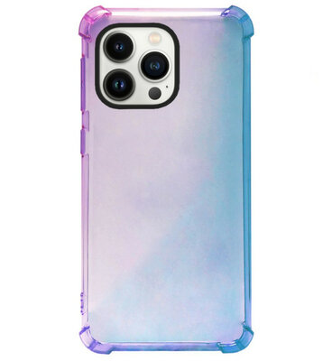 ADEL Siliconen Back Cover Softcase Hoesje voor iPhone 14 Pro Max - Kleurovergang Blauw Paars