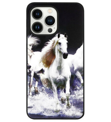 ADEL Siliconen Back Cover Softcase Hoesje voor iPhone 14 Pro Max - Paarden