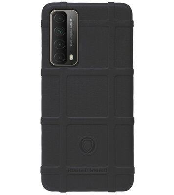 RUGGED SHIELD Rubber Bumper Case Hoesje voor Huawei P Smart 2021 - Zwart