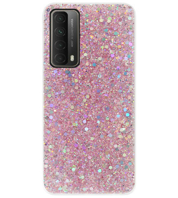 ADEL Premium Siliconen Back Cover Softcase Hoesje voor Huawei P Smart 2021 - Bling Bling Roze