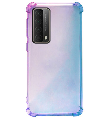 ADEL Siliconen Back Cover Softcase Hoesje voor Huawei P Smart 2021 - Kleurovergang Blauw Paars