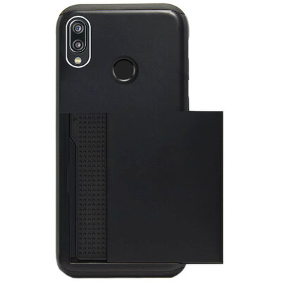 ADEL Kunststof Back Cover Hardcase Hoesje voor Huawei P Smart 2019 - Pasjeshouder Zwart