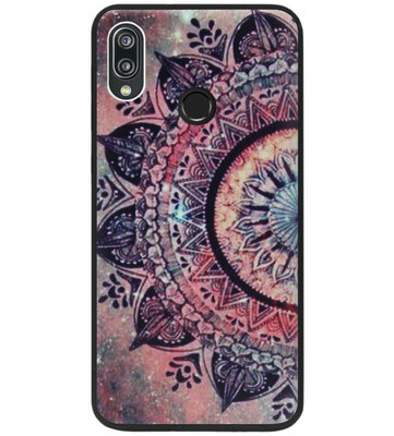 ADEL Siliconen Back Cover Softcase Hoesje voor Huawei P Smart 2019 - Mandala Bloemen Rood