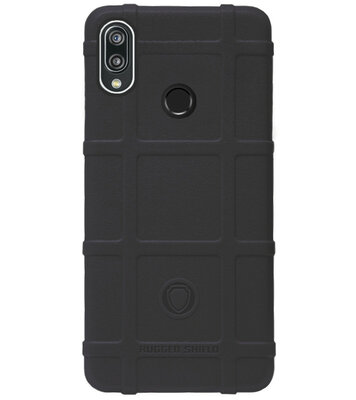 RUGGED SHIELD Rubber Bumper Case Hoesje voor Huawei P Smart 2019 - Zwart