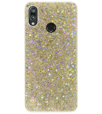 ADEL Premium Siliconen Back Cover Softcase Hoesje voor Huawei P Smart 2019 - Bling Bling Glitter Goud